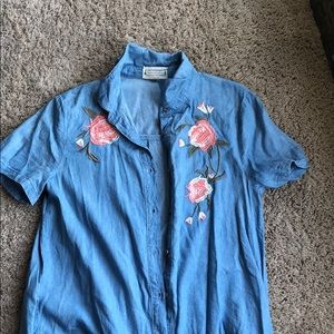 Chambray embroidered unique dress